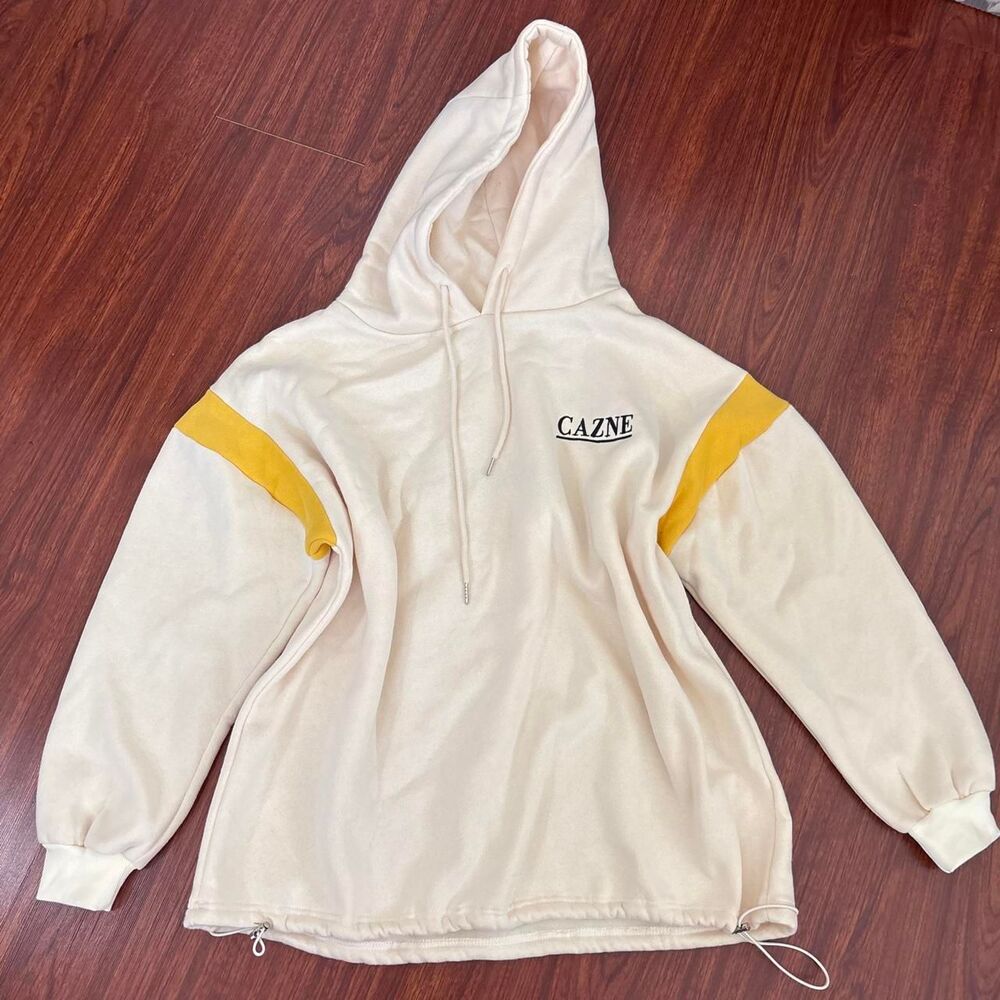 CAZNE Women's Cream and White Hoodie